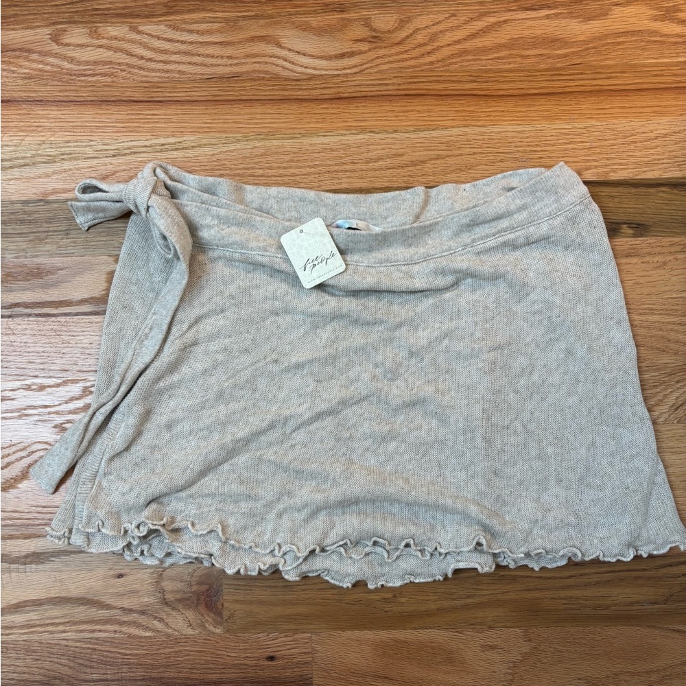 Free People Tan Mini Wrap Skirt